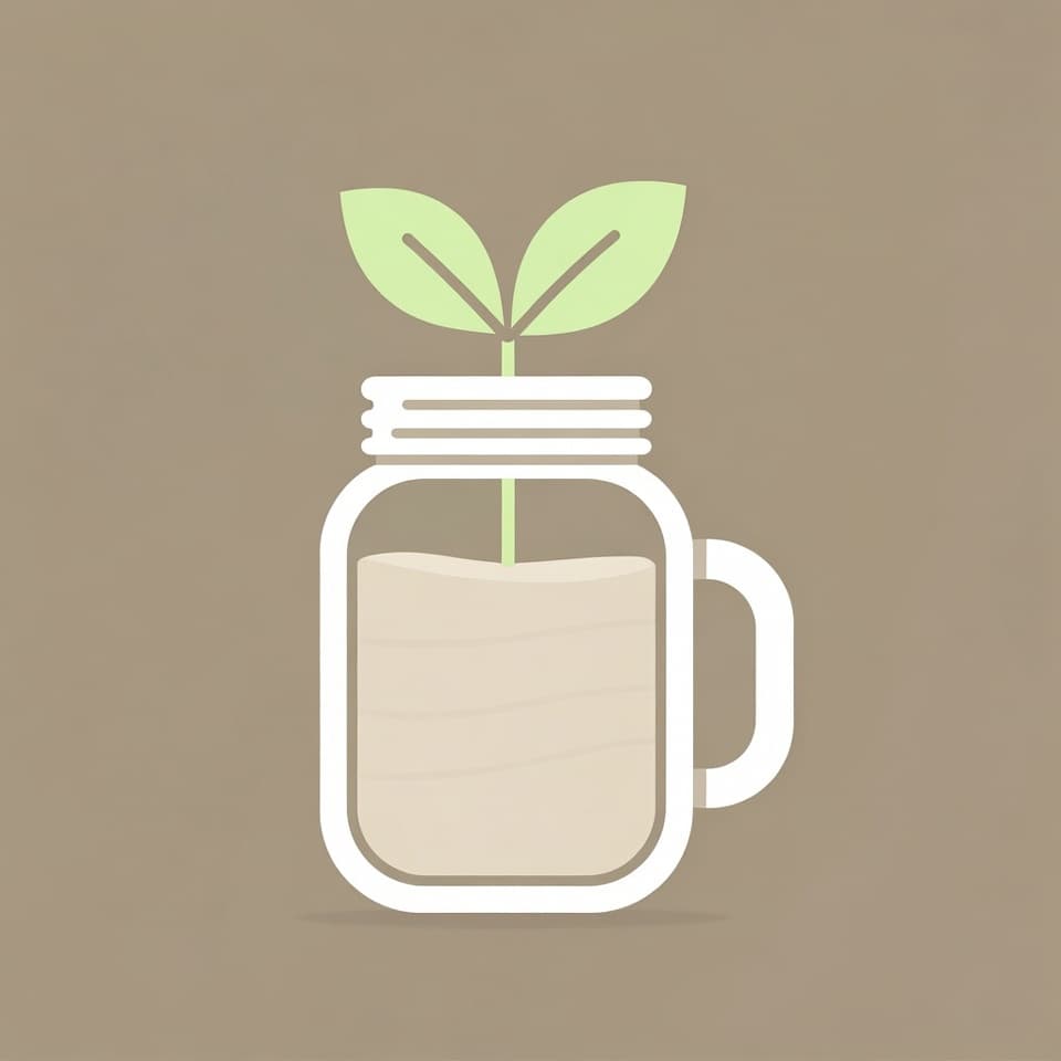 Illustration of a sprout growing in a glass jar